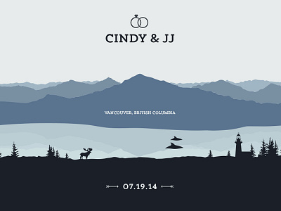 Cindy & JJ illustration mountain nature pacific vancouver wedding