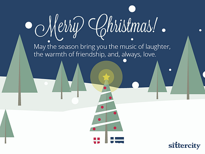 Merry Christmas from Sittercity christmas illustration snow tree