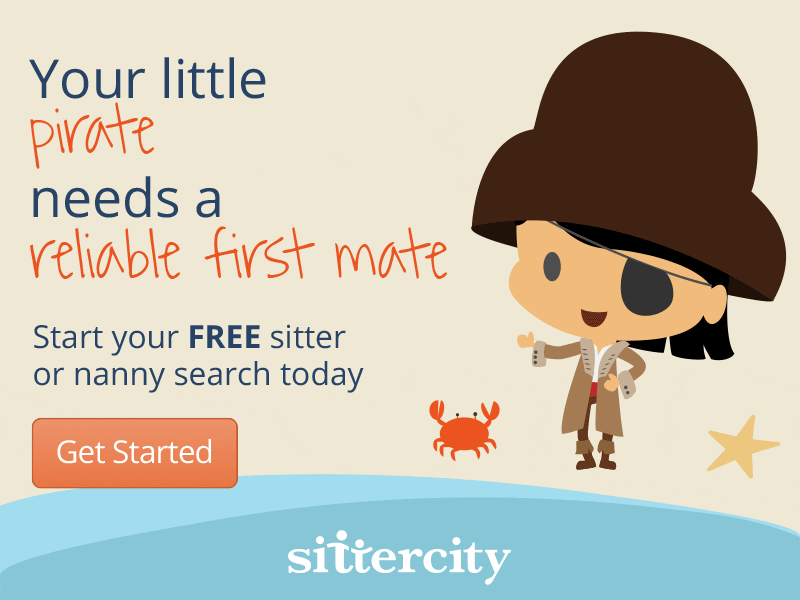 Your little pirate needs a sitter sitter pirate child crab ocean sand gif animated illustration
