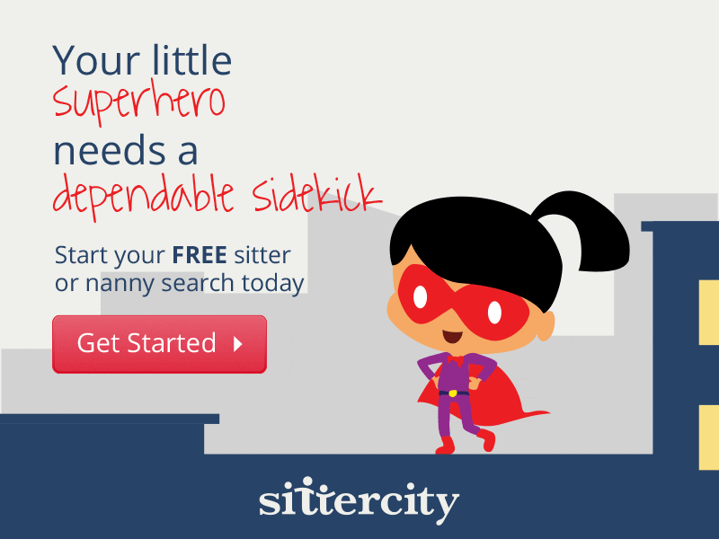 Your little Superhero needs a dependable sidekick animated child city gif illustration sitter superhero