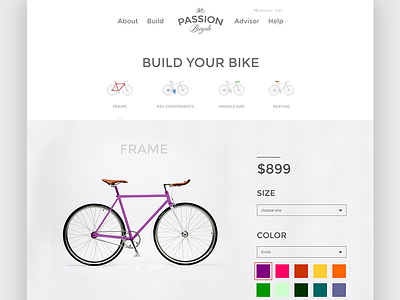 Passion Bicycle bicycle bike clean custom ecommerce minimal san francisco shop simple ui website