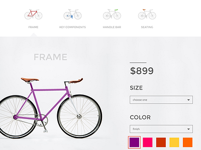 Passion Bicycle- Bike Builder Detail bicycle bike clean custom ecommerce minimalist san francisco shop ui website