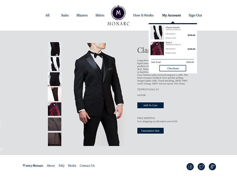 Monarc 1.0 Product Detail Page by JJ Lee on Dribbble