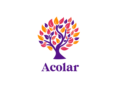 Acolar Logo acolar brand identity branding color colorful design graphic design leaves logo on fire tree