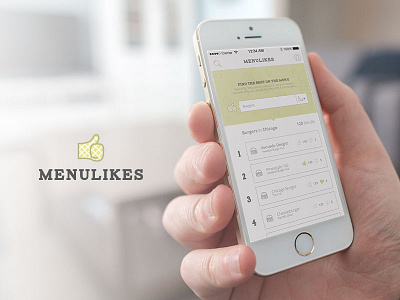 Menulikes Mobile App app clean flat food like list menu minimal mobile search ui