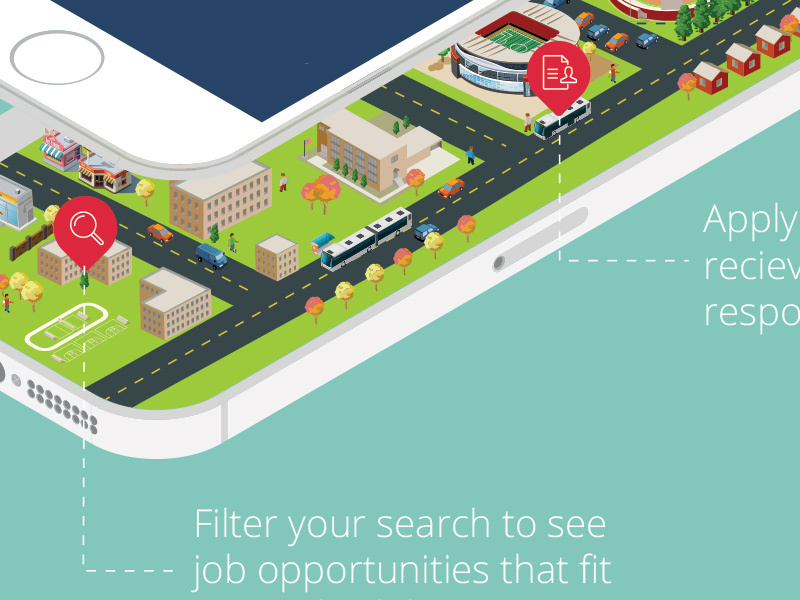 College Town Sitter on the go isometric buildings iphone city illustration college infographic