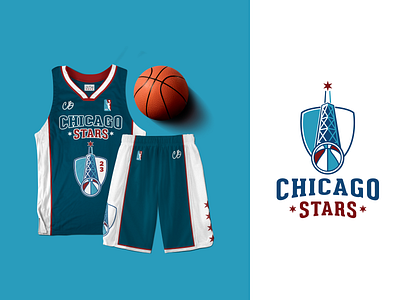 Chicago Stars Brand Identity apparel basketball brand identity branding building chicago design jersey logo skyline sport star team