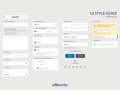 Sittercity UI Style Guide for Field Forms