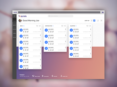 CRM Design crm kanban minimal ui ux website