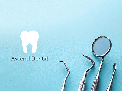 Ascend Dental arrow blue branding clean dentist logo minimal negative space tooth up