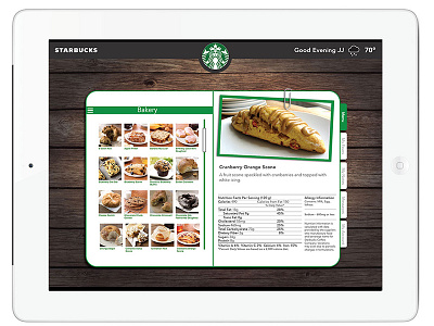 Starbucks iPad App Concept Bakery Menu