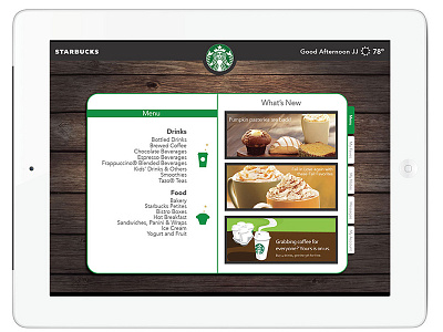 Starbucks iPad App Concept Menu