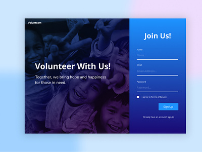 Volunteer Sign Up Form design ui web