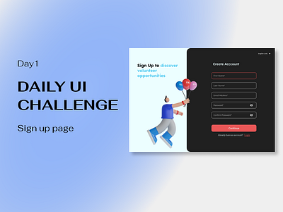 001- Sign Up Page ( Daily UI Challenge ) design ui ux web design