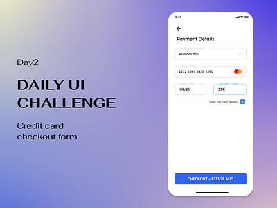 Daily UI - Credit Card Checkout Form checkout form design payment ui ux