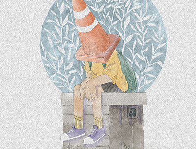 Introvert characterdesign ill illustration watercolor