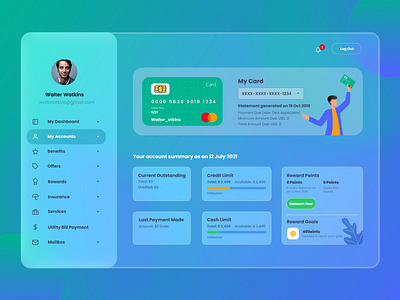 Glassmorphism Banking Dashboard design