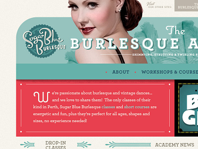 Burlesque Academy 1940s perth vintage web design
