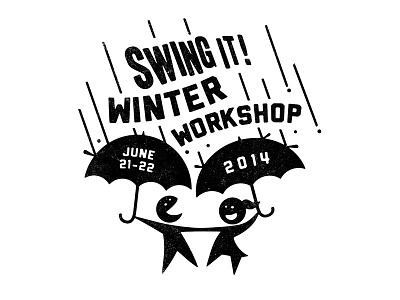 Swing It Winter Workshop bw dancing logo rain retro swing umbrella vintage
