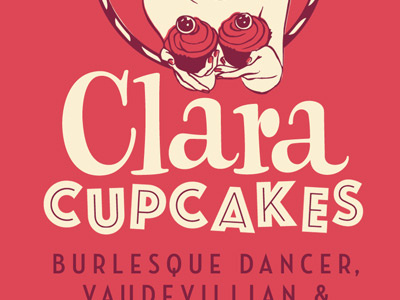 Clara Cupcakes burlesque logo retro typography