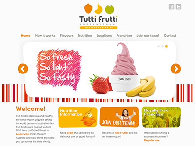 Tutti Frutti website fresh fun stripes web yogurt