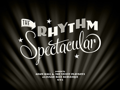The Rhythm Spectacular 1920s 1930s 1940s art deco dance feel script newsreel retro show card showcard swing title card titlecard type vintage