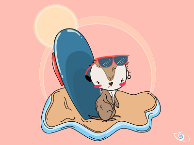 Surfer Dude - Meerkat (◕ㅅ◕) affinity designer animal beach cute cute animal flat illustration illustration meerkat sunshine surfer vector vector art vector illustration