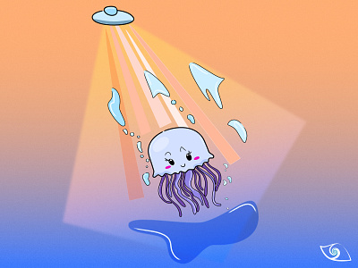 Homeward Bound - Jelly (˶◕ᴗ◕˵) affinity designer alien cute cute animal flat illustration illustration jellyfish ufo vector