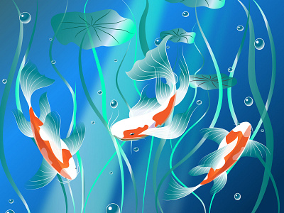 Koi Vibes 人◕ ‿‿ ◕人 affinity designer illustration koi fish nature underwater vector water