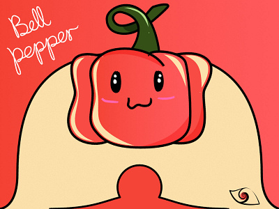 Cute Veggies - Bell Pepper (ˊ•͈ ◡ •͈ˋ) affinity designer bell pepper cute daily illustration red vector vector illustration vegetable veggie