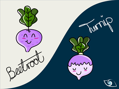 Cute Veggies - Beetroot (◠‿◠) & Turnip (◡‿◡) affinity designer beetroot cute daily illustration turnip vector vector illustration vegetables veggies