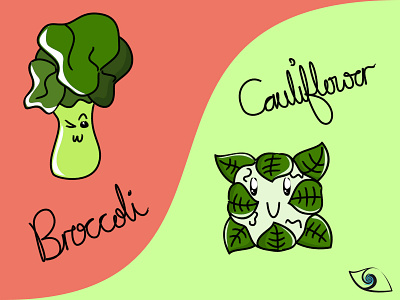 Cute Veggies - Broccoli (◕ω◕) & Cauliflower (◔ᴗ◔)