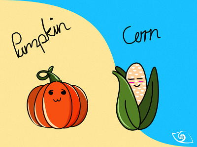 Cute Veggies - Pumpkin ('◔ ◡ ◔')  & Corn (￣‿￣)