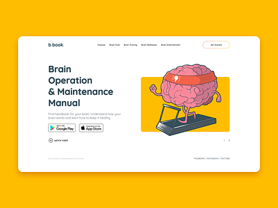 Brain Book Concept Landing Page 3d brain branding concept graphic design interface landing page ui website yellow