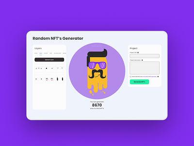 Random NFT's Generator app app ui art blockchain concept crypto design generator illustration nft random ui web