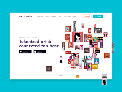 ArtChain - Tokenized art marketplace art blockchain concept design graphic design landing nft token ui