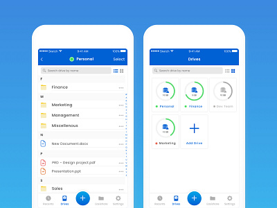 Easishare - Drive Details and Drives list.