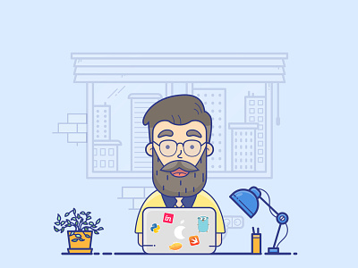 iOS Geek Programmer avatar character dribbble illustrator