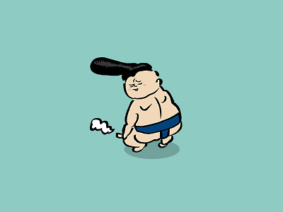 sumo wrestler 7 cigarette fag human illustration man naughty smoking sumo sumowrestler wrestler