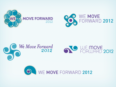 we move forward logos blue event logo purple