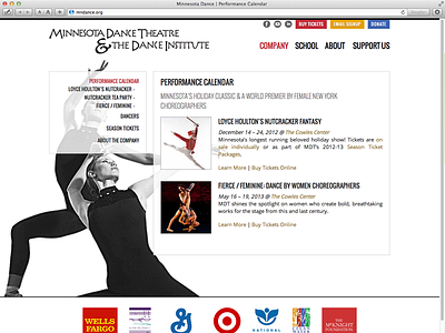 MN Dance Website redesign clean crisp dance large background image website