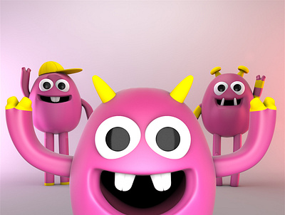 ZOOM call 3d c4d character cinema 4d cute design hello hi illustration monster skype zoom