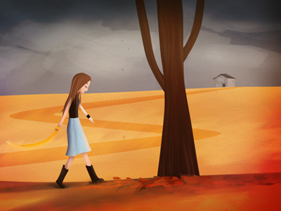 Yellow Ribbon character illustration landscape