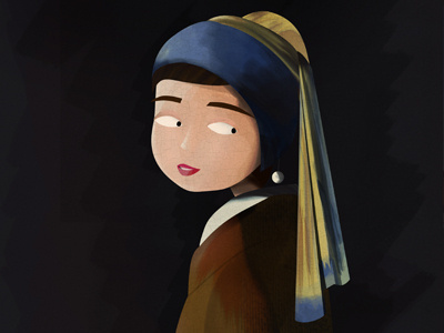 Girl with a Pearl Earring art digital illustration kids vermeer