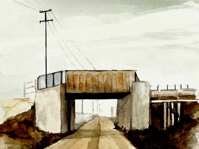 On the road illustration landscape road watercolor