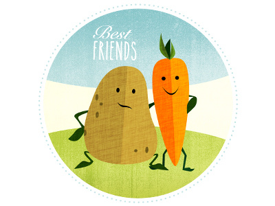 Best Friends - Carrot&Potato carrot digital food fruit icon illustration potato vegetables