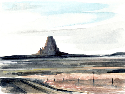 On the Road,Monument Valley art drawing utah watercolor west