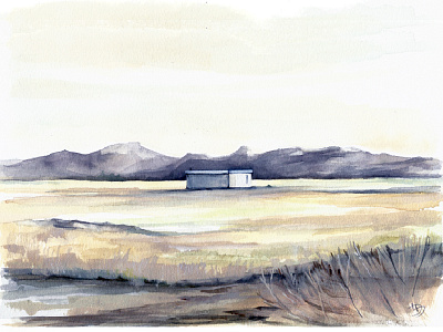 Lonely Lands, South Dakota illustration landscape watercolor west