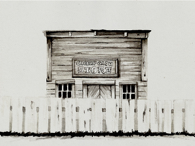 Country House, Montana house illustration ink montana west