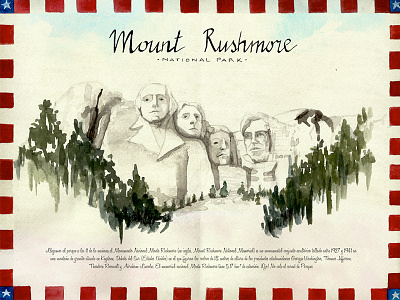 Day 4, Mount Rushmore drawing illustration travel travelbook watercolor